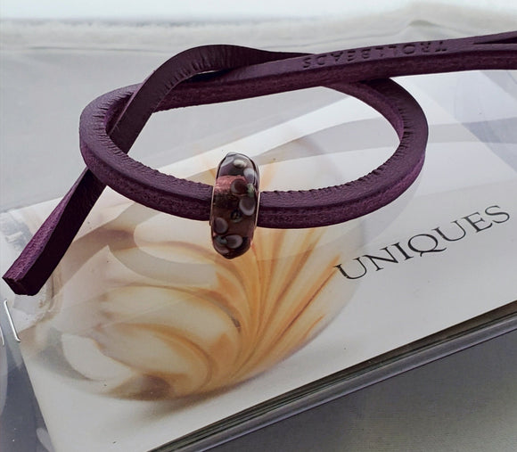 Unique Leather Bracelet, Sumac - Dark Bead