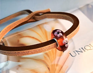 Unique Leather Bracelet, Brown - Different Bead
